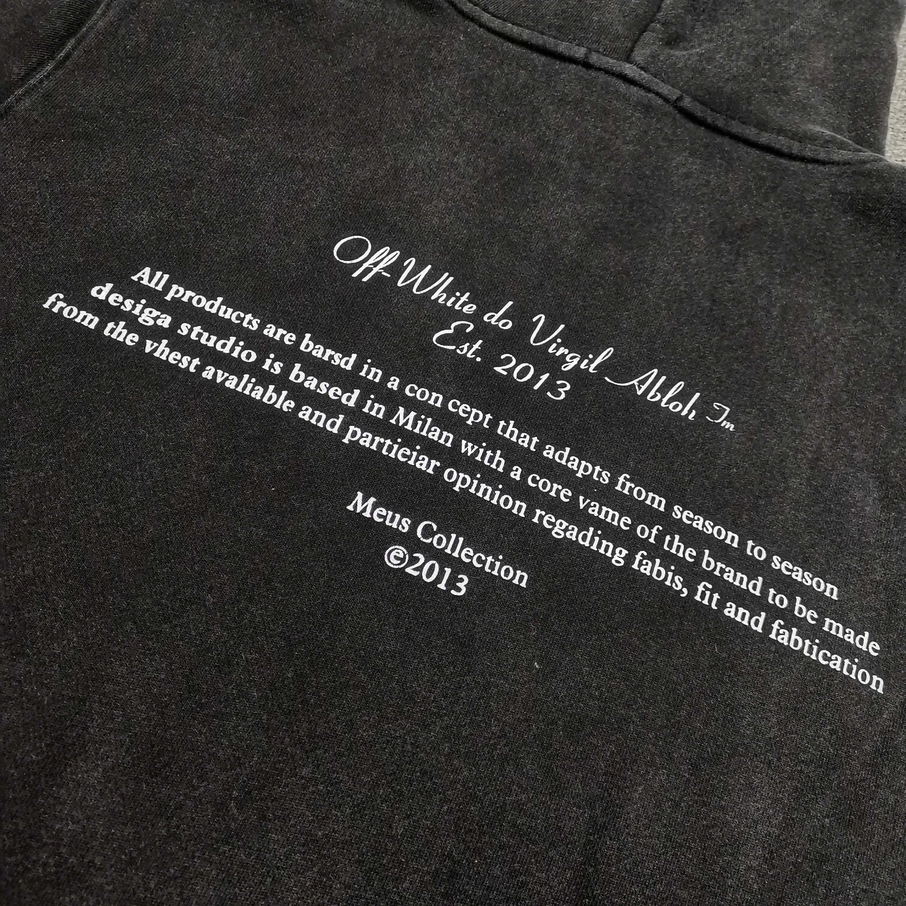 off white 25ss religious portrait oil painting 460g washed hooded sweatshirt Color: washed black Size: S M L XL P410